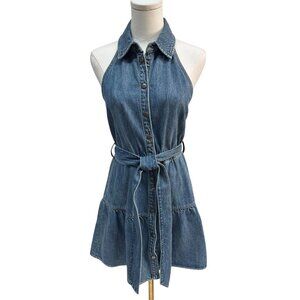 Like New Alice + Olivia Jeans Miranda Sleeveless Mini Denim Dress Blue Size 4